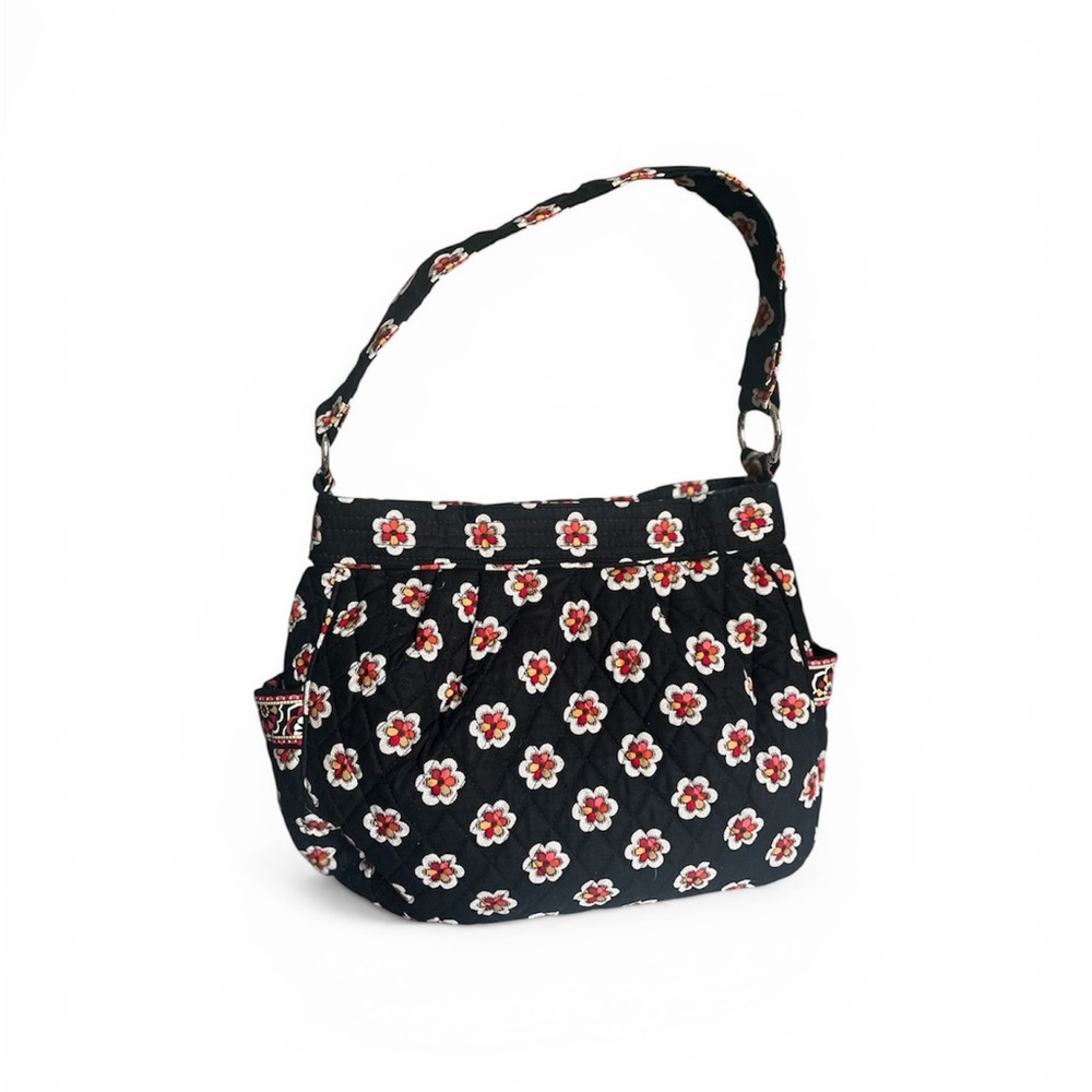 NWOT Vera Bradley Satchel Style Reversible Black Floral Shoulder Tote Bag
